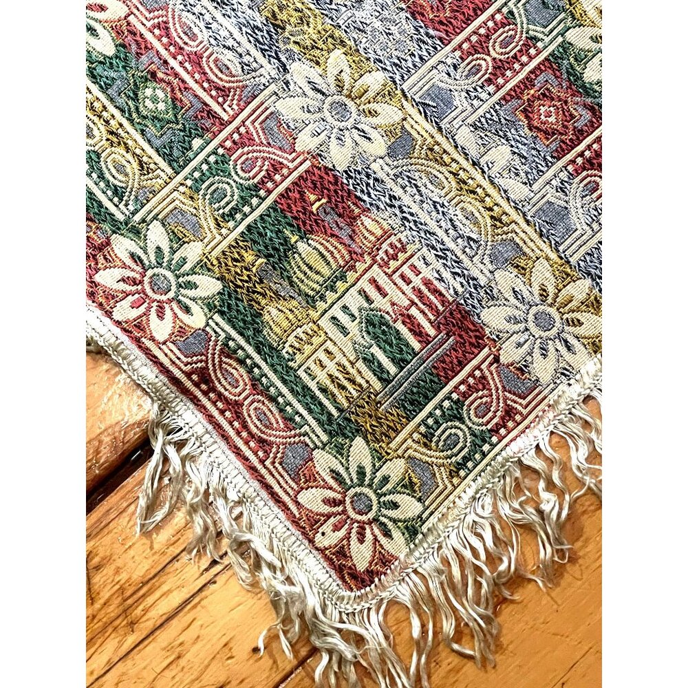Moroccan-Inspired Woven Tapestry Rug Fringe 78x90 Made In Italy Horse Design - Picture 2 of 9